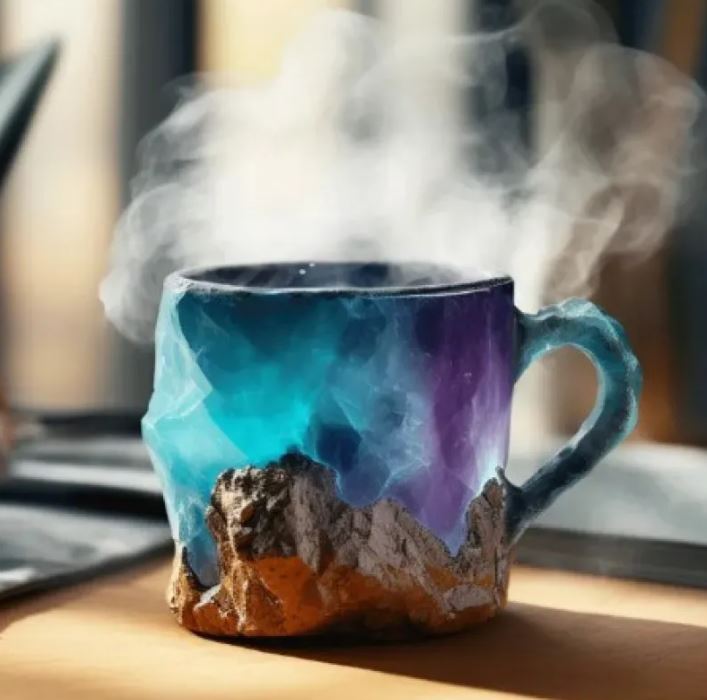 Tasses à café en résine 400 ml avec poignées en forme de cristal minéral, élégantes tasses imitation cristal minéral pour la maison, le bureau, cadeau de Noël, gadgets de cuisine
